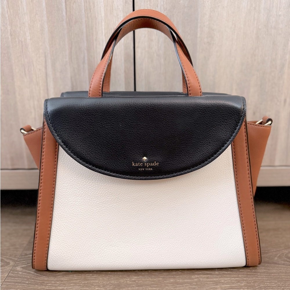 Kate Spade Satchel Top Handle Crossbody Large White Black Brown